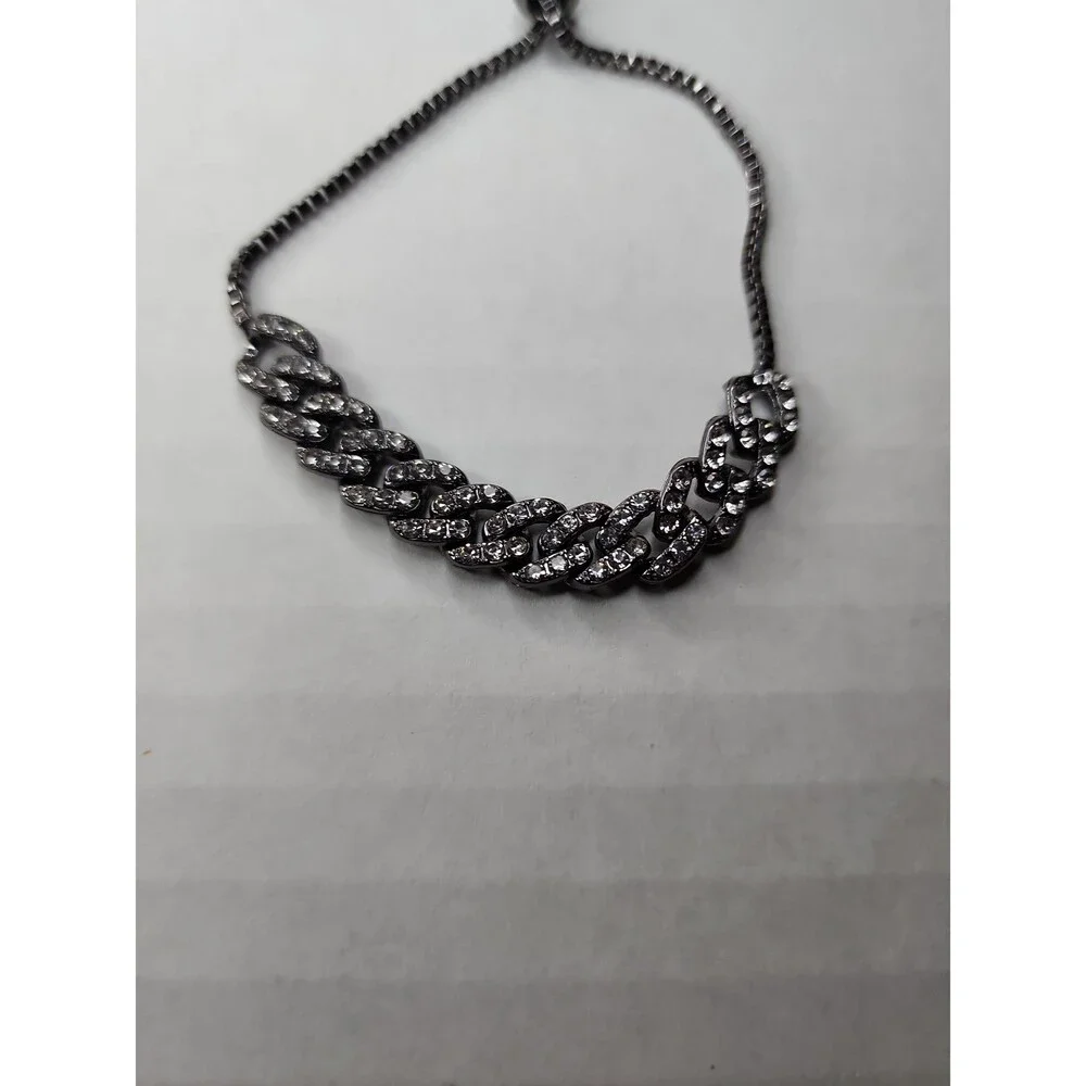 Paparazzi Gunmetal Pavé Rhinestone Bolo Bracelet - Adjustable Slider Link